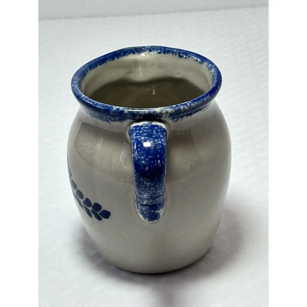 Loomco 4” sponge‎ ware pottery creamer pitcher